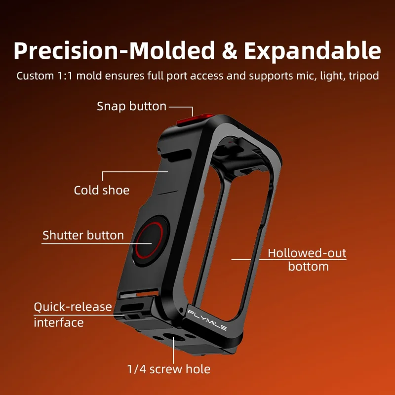 FLYMILE For DJI Osmo Nano Metal Rabbit Cage Aluminum Alloy Quick Release Protective Frame with Lens Cap - Black