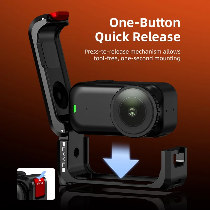 FLYMILE For DJI Osmo Nano Metal Rabbit Cage Aluminum Alloy Quick Release Protective Frame with Lens Cap - Black