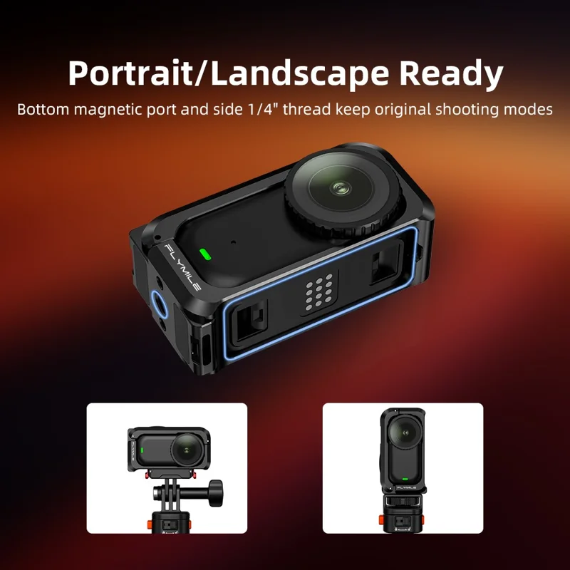 FLYMILE For DJI Osmo Nano Metal Rabbit Cage Aluminum Alloy Quick Release Protective Frame with Lens Cap - Black