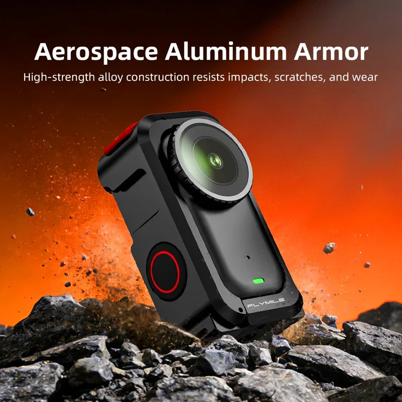 FLYMILE For DJI Osmo Nano Metal Rabbit Cage Aluminum Alloy Quick Release Protective Frame with Lens Cap - Black