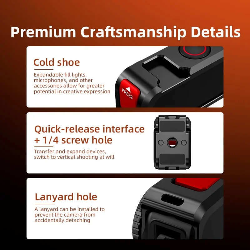 FLYMILE For DJI Osmo Nano Metal Rabbit Cage Aluminum Alloy Quick Release Protective Frame with Lens Cap - Black