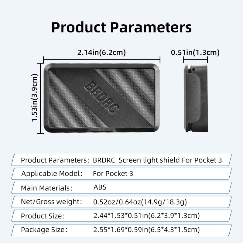 BRDRC For DJI Osmo Pocket 3 Screen Light Shield Magnetic Flip Open Sunshade Hood Anti-Glare Cover - Black