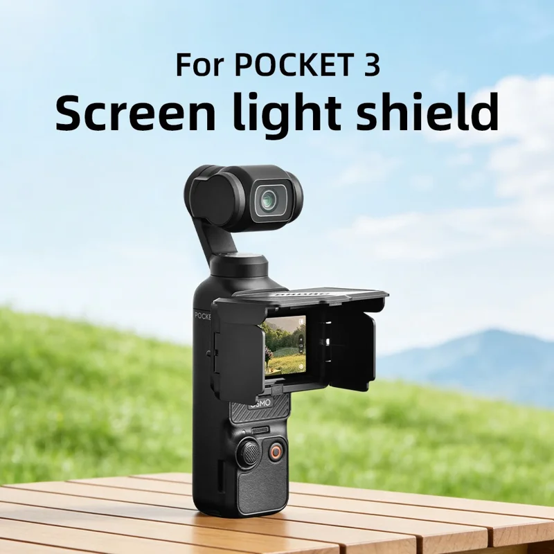 BRDRC For DJI Osmo Pocket 3 Screen Light Shield Magnetic Flip Open Sunshade Hood Anti-Glare Cover - Black