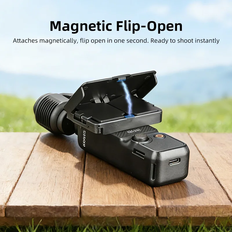 BRDRC For DJI Osmo Pocket 3 Screen Light Shield Magnetic Flip Open Sunshade Hood Anti-Glare Cover - Black