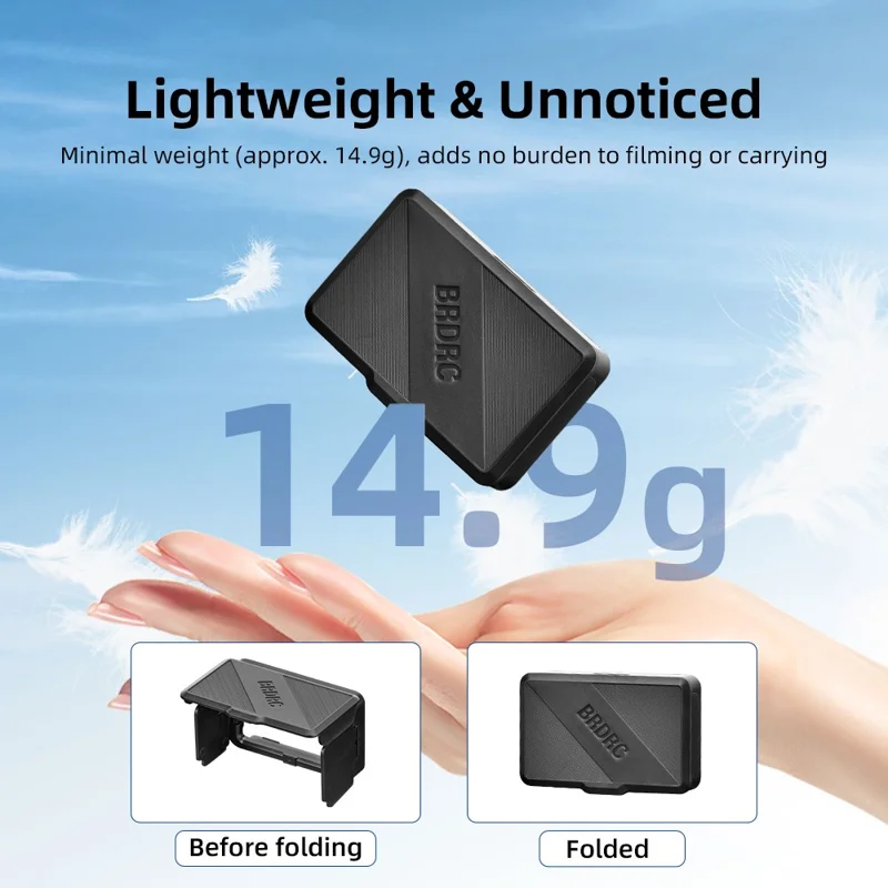 BRDRC For DJI Osmo Pocket 3 Screen Light Shield Magnetic Flip Open Sunshade Hood Anti-Glare Cover - Black