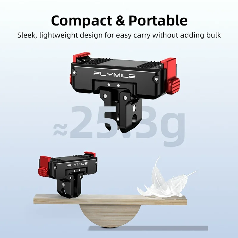 FLYMILE Aluminum Alloy Base for DJI Osmo 360 / Action 5 Pro / 4 / 3 Rotary Magnetic Quick Release Base - Black