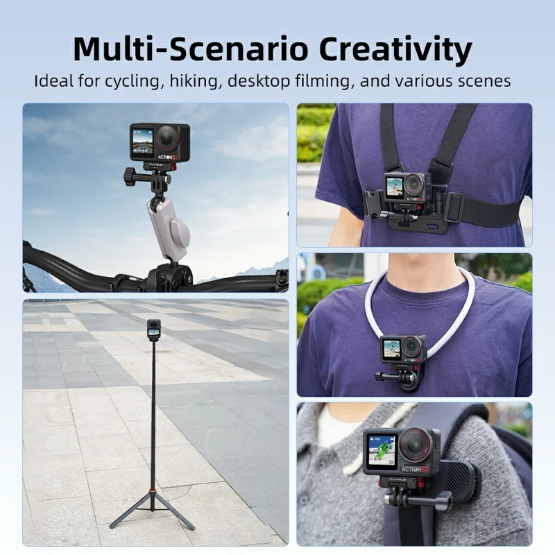 FLYMILE Aluminum Alloy Base for DJI Osmo 360 / Action 5 Pro / 4 / 3 Rotary Magnetic Quick Release Base - Black