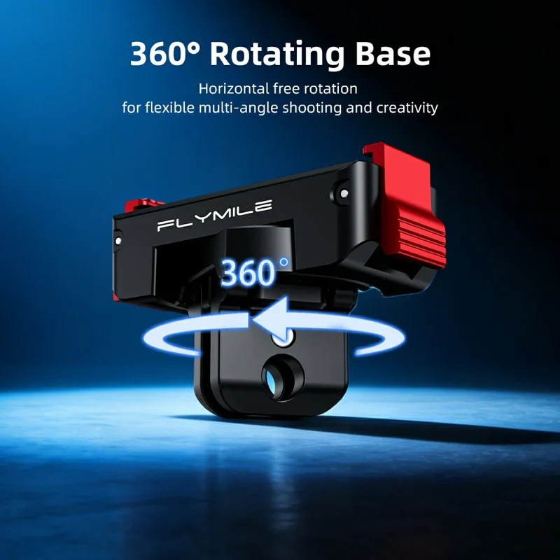 FLYMILE Plastic Base for DJI Osmo 360 / Action 5 Pro / 4 / 3 Rotary Magnetic Quick Release Base - Black