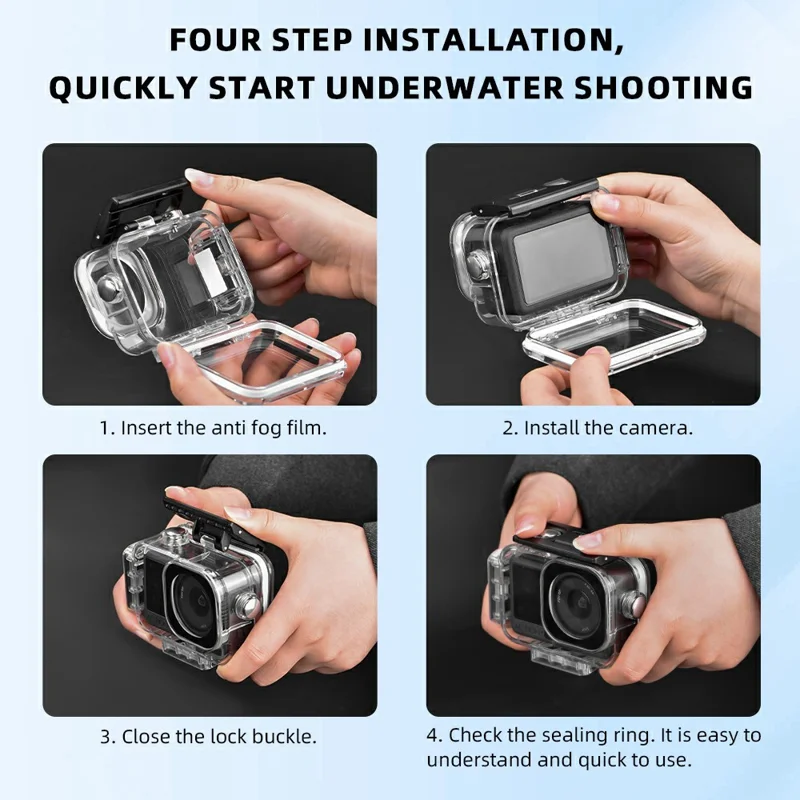 FLYMILE For DJI Osmo Action 6 Waterproof PC Shell Magnetic Quick Release 60m Underwater Camera Housing - Transparent