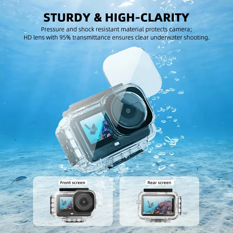 FLYMILE For DJI Osmo Action 6 Waterproof PC Shell Magnetic Quick Release 60m Underwater Camera Housing - Transparent