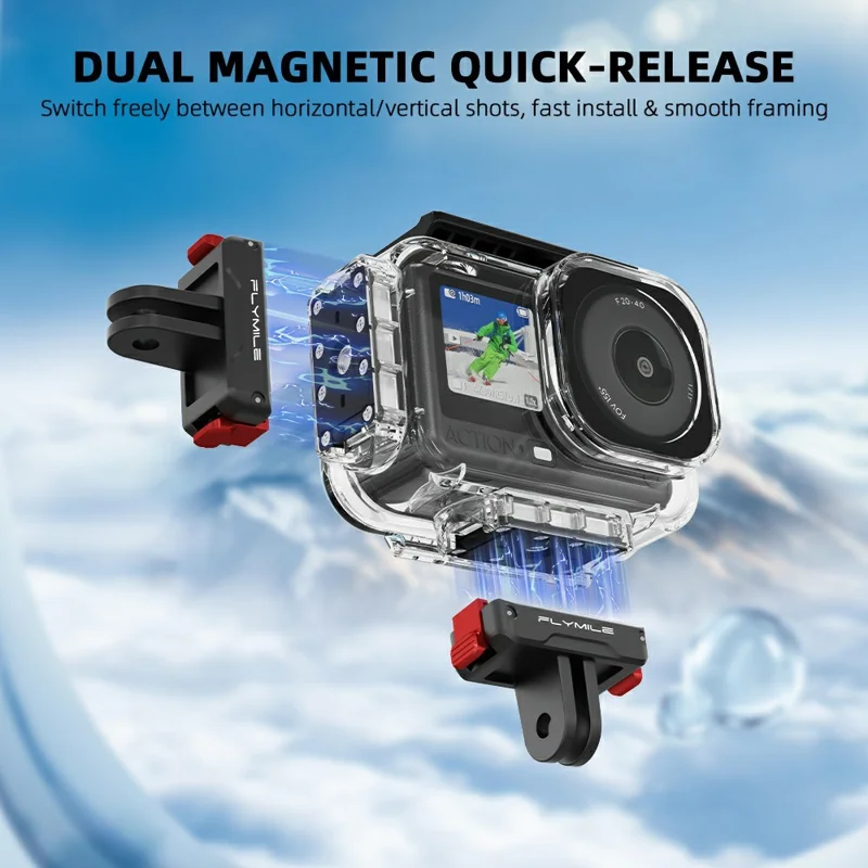 FLYMILE For DJI Osmo Action 6 Waterproof PC Shell Magnetic Quick Release 60m Underwater Camera Housing - Transparent