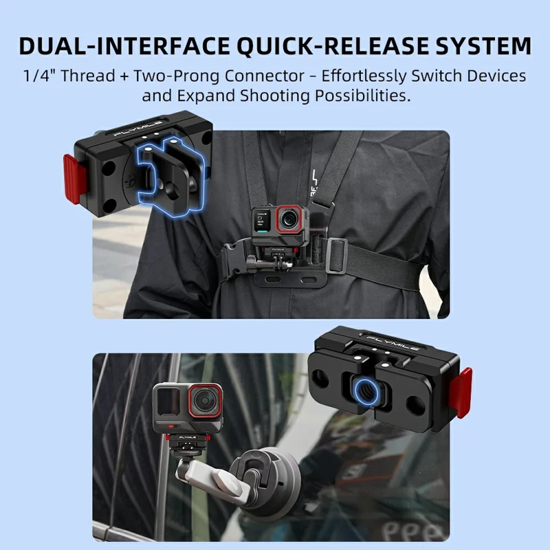 FLYMILE For Insta360 Ace Pro / X5 Aluminum Alloy Base Rotary Magnetic Quick Release Base - Black