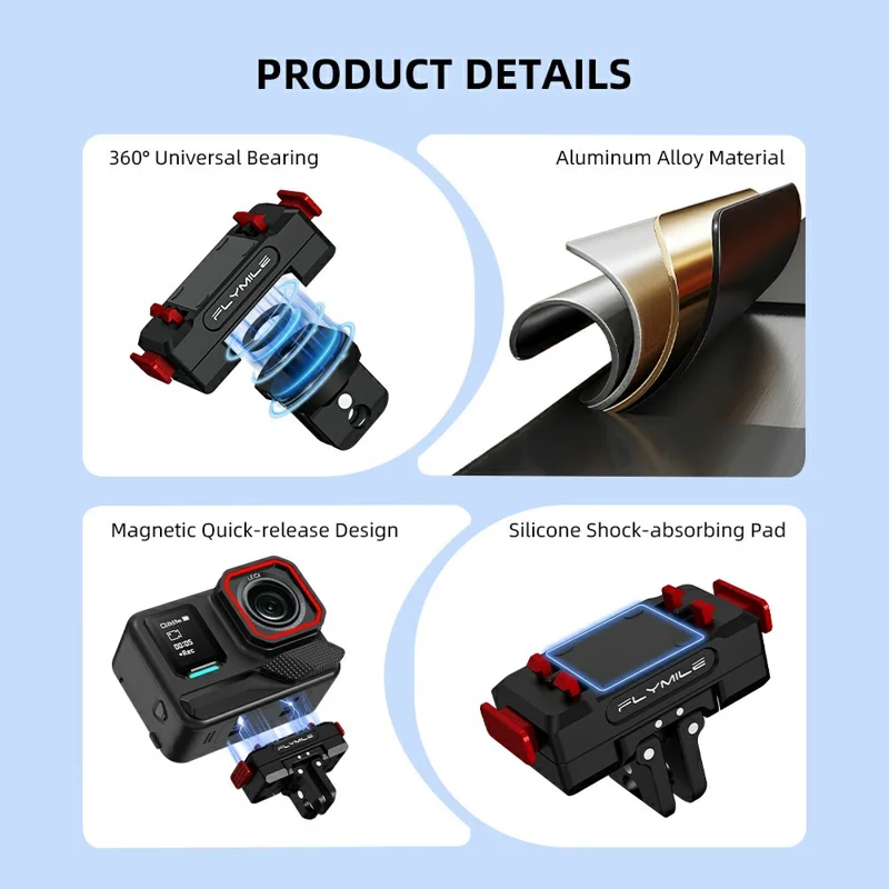 FLYMILE For Insta360 Ace Pro / X5 Aluminum Alloy Base Rotary Magnetic Quick Release Base - Black