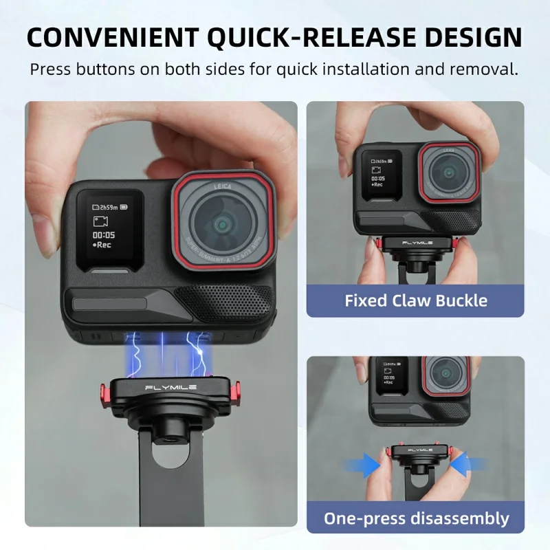 FLYMILE For Insta360 Ace Pro 2 / Ace Pro Quick Release Magnetic Mount Aluminum Alloy Camera Extension Stand