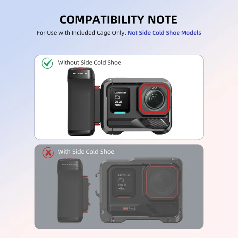 Uchwyt FLYMILE do fotografii ulicznej do kamery akcji, plastikowy, zdalne sterowanie migawki przez Bluetooth, magnetyczna, demontowalna rączka - Czarny