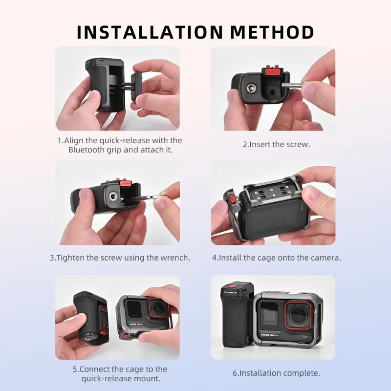 Uchwyt FLYMILE do fotografii ulicznej do kamery akcji, plastikowy, zdalne sterowanie migawki przez Bluetooth, magnetyczna, demontowalna rączka - Czarny