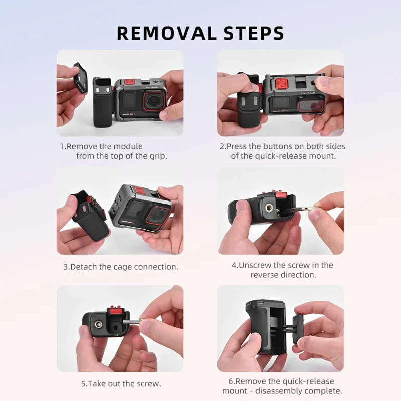 Uchwyt FLYMILE do fotografii ulicznej do kamery akcji, plastikowy, zdalne sterowanie migawki przez Bluetooth, magnetyczna, demontowalna rączka - Czarny