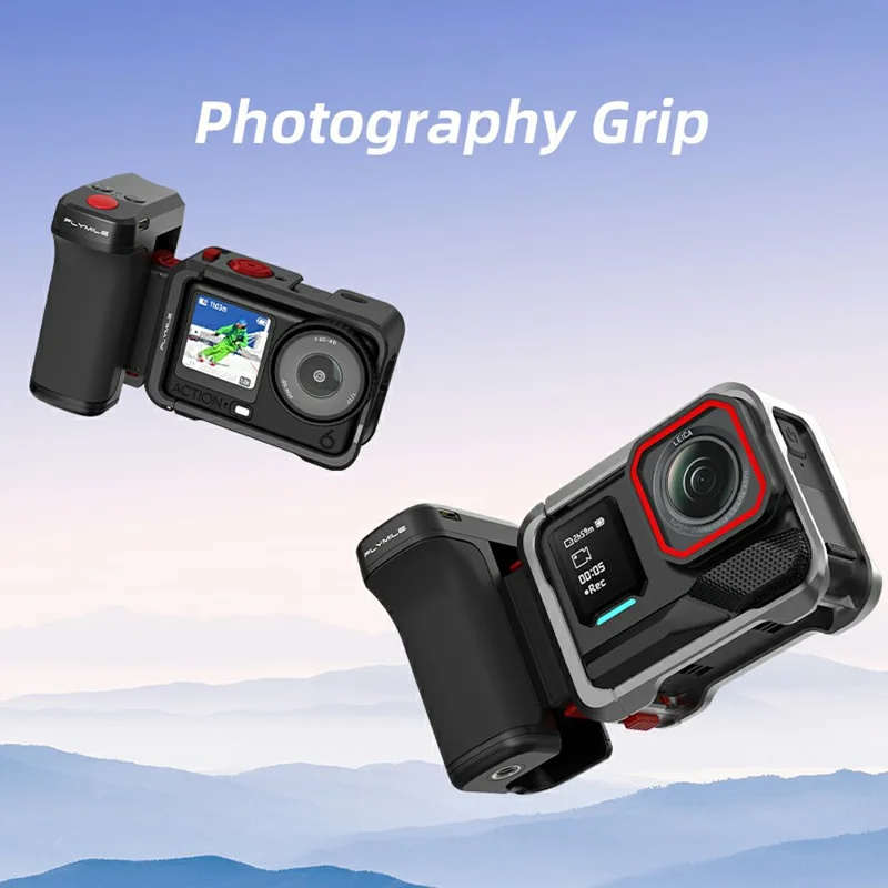 Uchwyt FLYMILE do fotografii ulicznej do kamery akcji, plastikowy, zdalne sterowanie migawki przez Bluetooth, magnetyczna, demontowalna rączka - Czarny