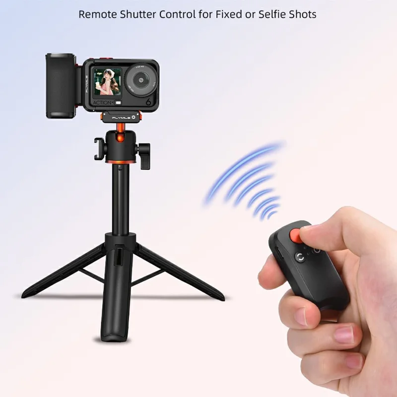 Uchwyt FLYMILE do fotografii ulicznej do kamery akcji, plastikowy, zdalne sterowanie migawki przez Bluetooth, magnetyczna, demontowalna rączka - Czarny