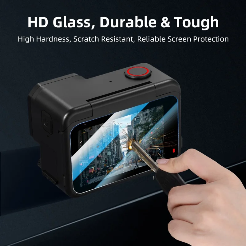 FLYMILE 1 Set For Insta360 Ace Pro 2 Camera Tempered Glass Screen Protector Front Rear Lens Film - Transparent