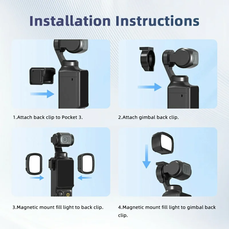 For DJI Osmo Pocket 3 Magnetic Fill Light 3 Color Temperature LED Light for Photography Live Streaming - Black