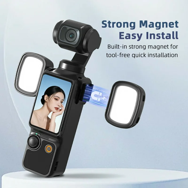 For DJI Osmo Pocket 3 Magnetic Fill Light 3 Color Temperature LED Light for Photography Live Streaming - Black