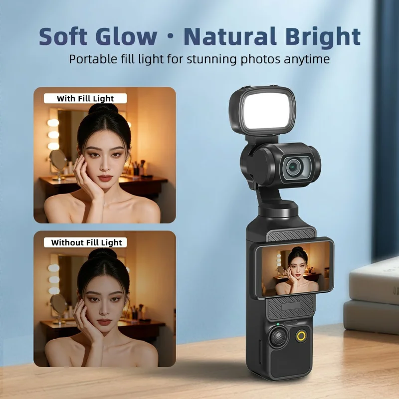 For DJI Osmo Pocket 3 Magnetic Fill Light 3 Color Temperature LED Light for Photography Live Streaming - Black