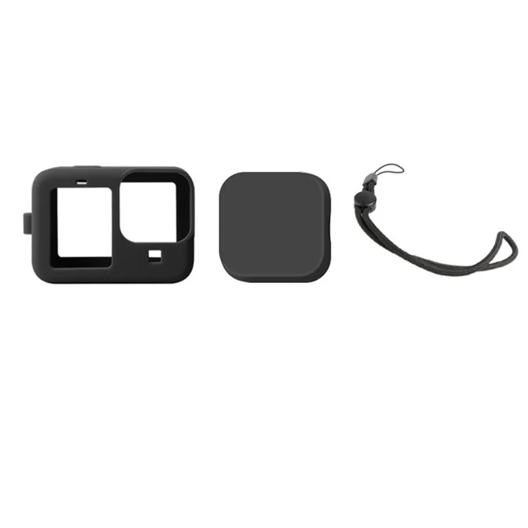 Silicone Camera Sleeve with Lens Cap Cover Anti-lost Rope for GoPro Hero9 - Black