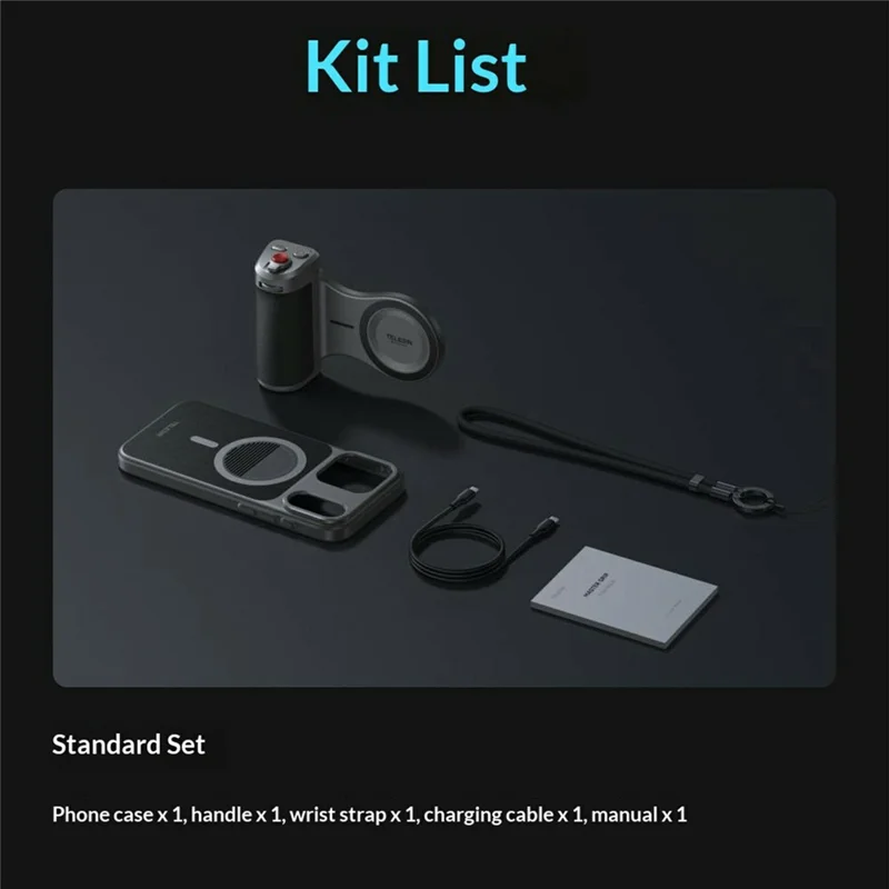 TELESIN P5-MCS-11-TIP For iPhone 17 Pro Max Master Grip Photography Handle Camera Grip with Phone Case - Black