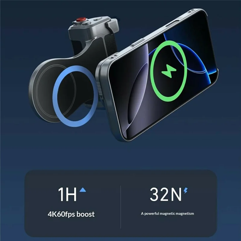 TELESIN P5-MCS-12-TIP For iPhone 17 Pro Phone Camera Grip Handle with UV Filter, Magnetic Fill Light, Phone Case - Black