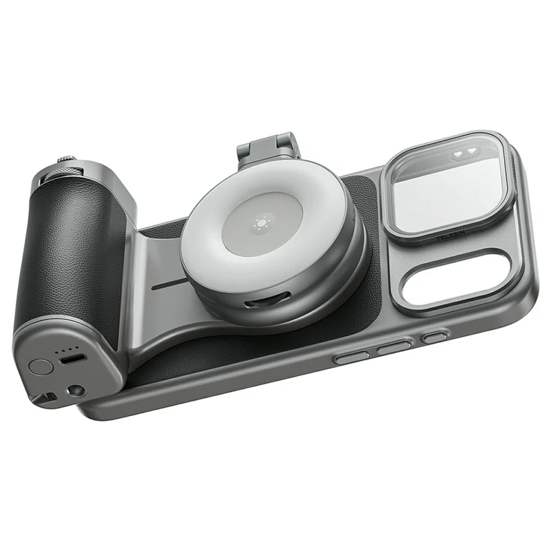 TELESIN P5-MCS-13-TIP til iPhone 17 Pro Max telefonkameragrebsknap med UV-filter, magnetisk fyldlys, telefonbeskyttelsesdæksel - Sort