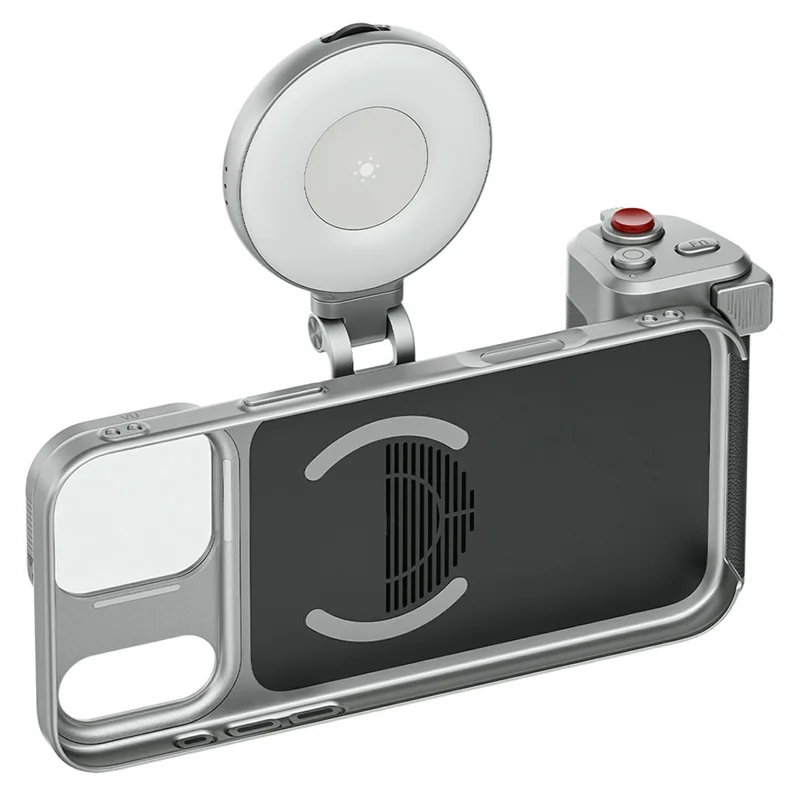 TELESIN P5-MCS-13-TIP til iPhone 17 Pro Max telefonkameragrebsknap med UV-filter, magnetisk fyldlys, telefonbeskyttelsesdæksel - Sort