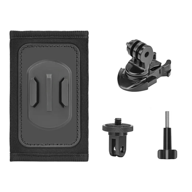 Action Camera Backpack Strap Mount Quick Release 360° Rotation Magic Tape Clip for GoPro DJI Action Camera - Black