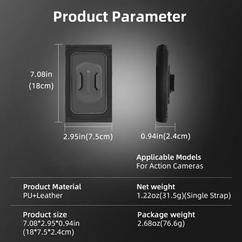 Action Camera Backpack Strap Mount Quick Release 360° Rotation Magic Tape Clip for GoPro DJI Action Camera - Black
