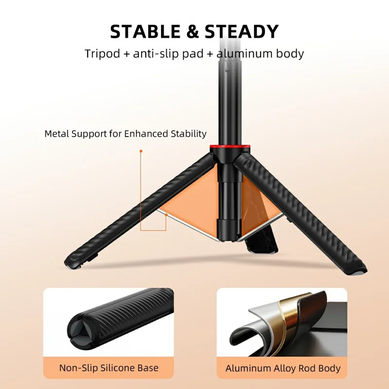 BRDRC Magnetic Tripod for DJI Osmo 360 / Action 5 Pro / Action 4 / Action 3 Aluminum Alloy Quick Release Telescopic Stand - Black