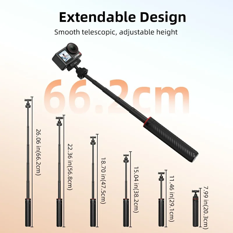 BRDRC Magnetic Tripod for DJI Osmo 360 / Action 5 Pro / Action 4 / Action 3 Aluminum Alloy Quick Release Telescopic Stand - Black