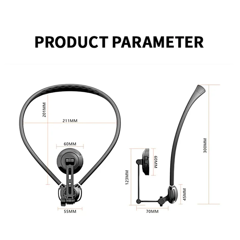 JMARY MG-03 Magnetic Neck Mount Holder for POV Shooting Multi-angle Selfie Adjustable Phone Holder for Smartphone