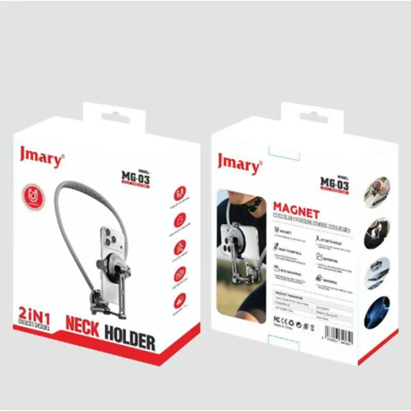 JMARY MG-03 Magnetic Neck Mount Holder for POV Shooting Multi-angle Selfie Adjustable Phone Holder for Smartphone