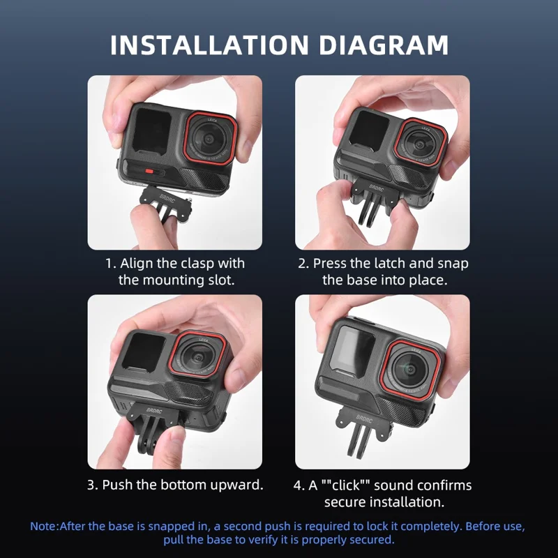 BRDRC - Support de fixation magnétique en plastique à dégagement rapide pour Insta360 Ace Pro 1 / Pro 2, adaptateur avec interface à double griffe