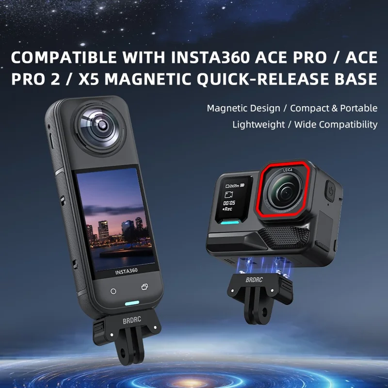 BRDRC - Support de fixation magnétique en plastique à dégagement rapide pour Insta360 Ace Pro 1 / Pro 2, adaptateur avec interface à double griffe