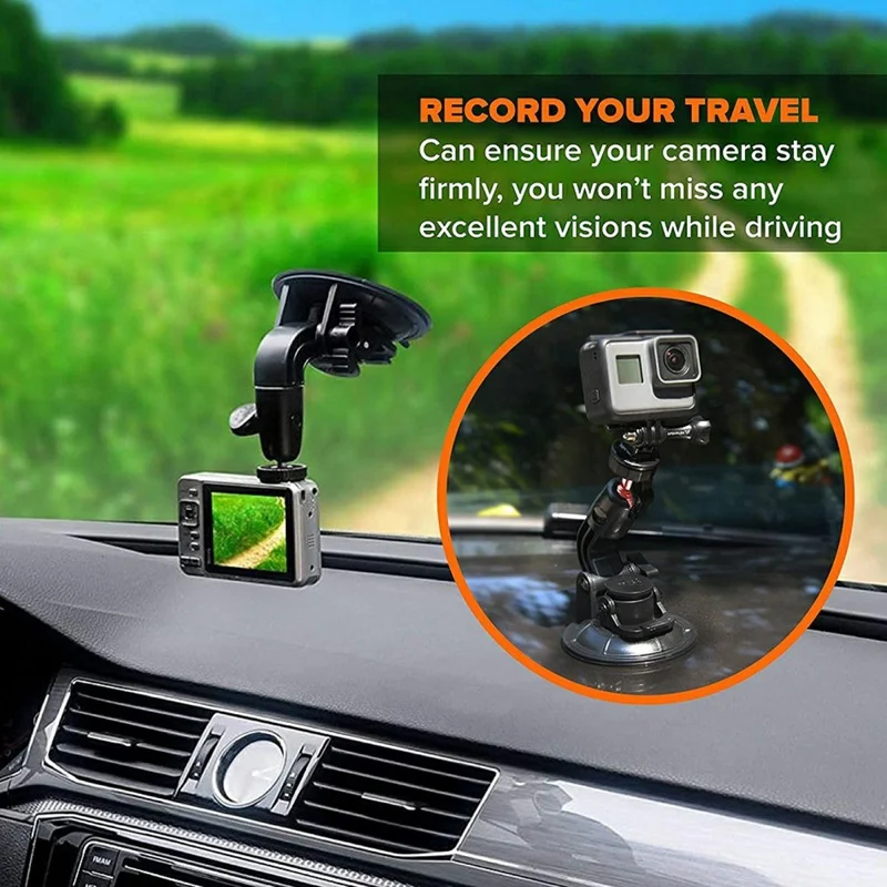 9cm Car Suction Cup Mount 360 Degrees Adjustable Camera Holder 1 / 4 Thread Stand Bracket for GoPro Camera Phone