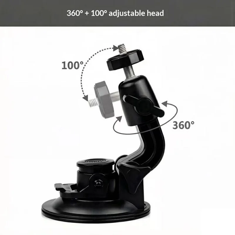 9cm Car Suction Cup Mount 360 Degrees Adjustable Camera Holder 1 / 4 Thread Stand Bracket for GoPro Camera Phone