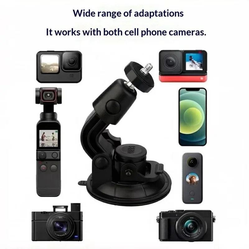 9cm Car Suction Cup Mount 360 Degrees Adjustable Camera Holder 1 / 4 Thread Stand Bracket for GoPro Camera Phone