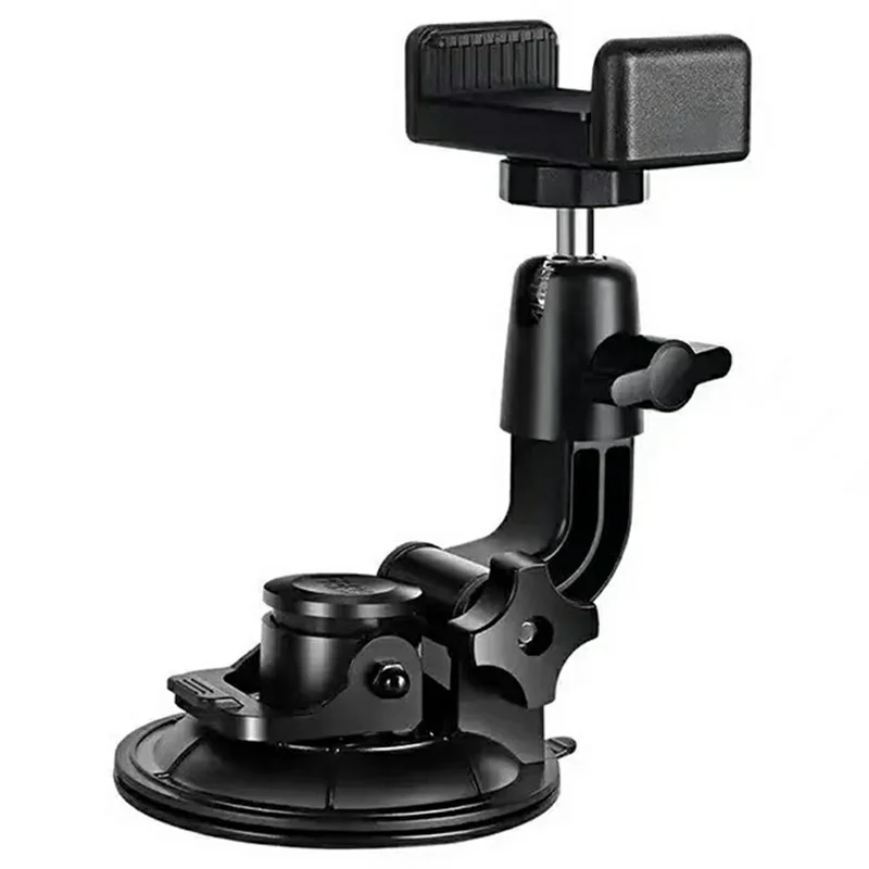 Car Phone Holder 2-in-1 Strong Suction Cup Stand Multi-angle Adjustable Mount with Phone Clamp for Dashboard Windshield - Black