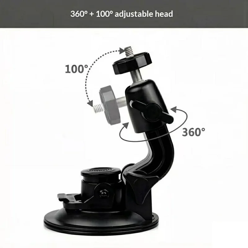 Car Phone Holder 2-in-1 Strong Suction Cup Stand Multi-angle Adjustable Mount with Phone Clamp for Dashboard Windshield - Black