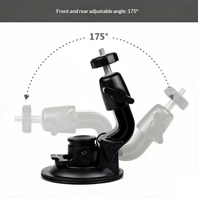 Car Phone Holder 2-in-1 Strong Suction Cup Stand Multi-angle Adjustable Mount with Phone Clamp for Dashboard Windshield - Black