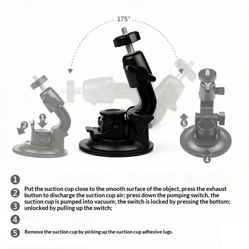 Car Phone Holder 2-in-1 Strong Suction Cup Stand Multi-angle Adjustable Mount with Phone Clamp for Dashboard Windshield - Black