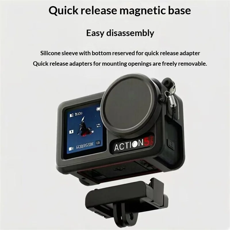 55-i-1 Action-kamera-tilbehørskit til DJI Osmo Action 5 Pro / 4 / 3 vandtæt kabinet, skærmværn af tempersglas, filter, selfiespæt, brystrem, monteringssæt - sort