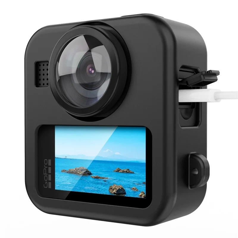 Custodia in Silicone per GoPro MAX2, Coprilente Antishock, Protezione Completa per Corpo Fotocamera