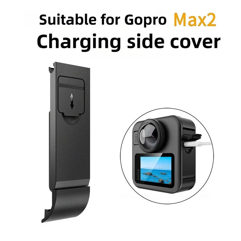 For GoPro MAX2 Side Cover ABS Charging Port Protective Cover Dustproof Battery Door Replacement